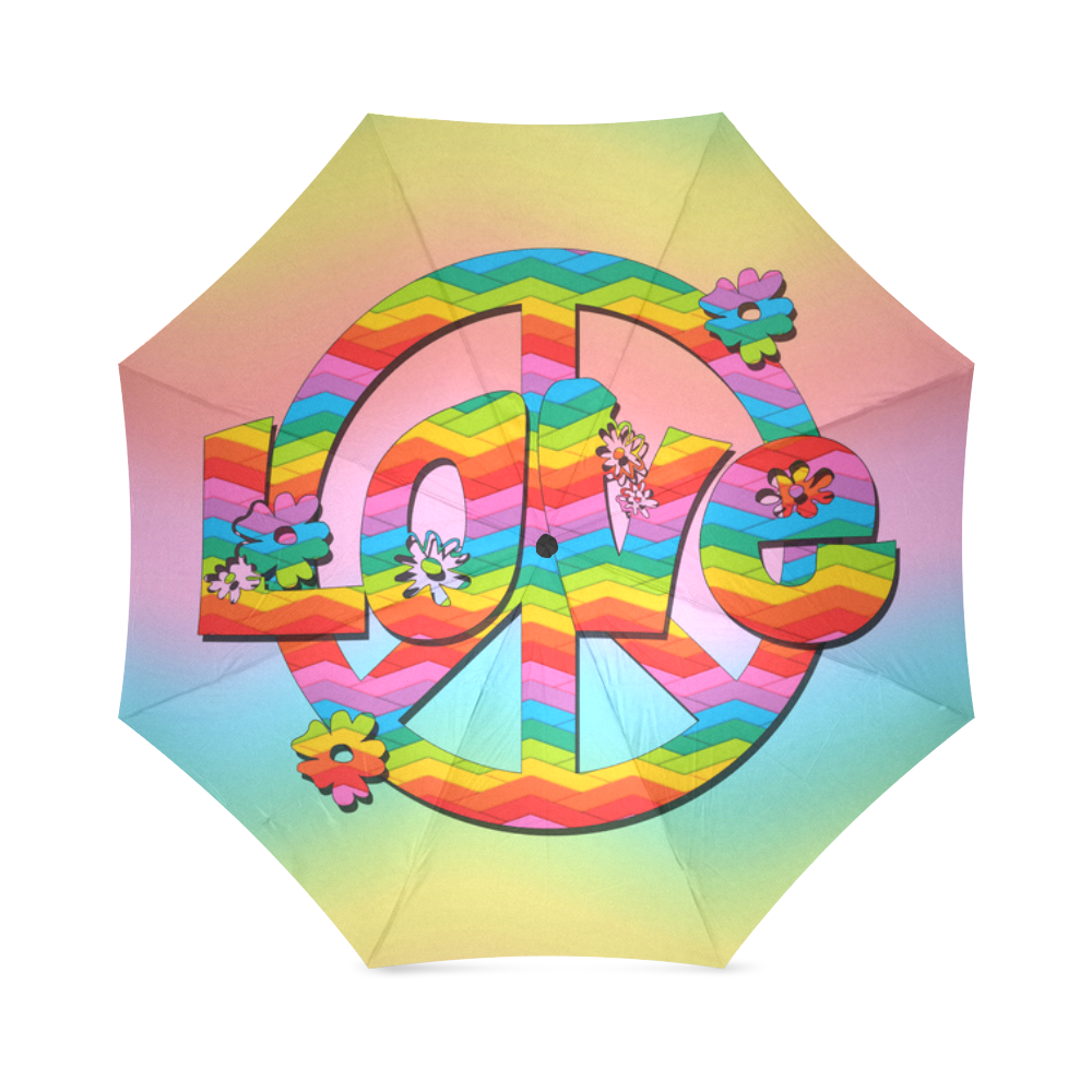 Colorful Love and Peace Background Foldable Umbrella (Model U01)