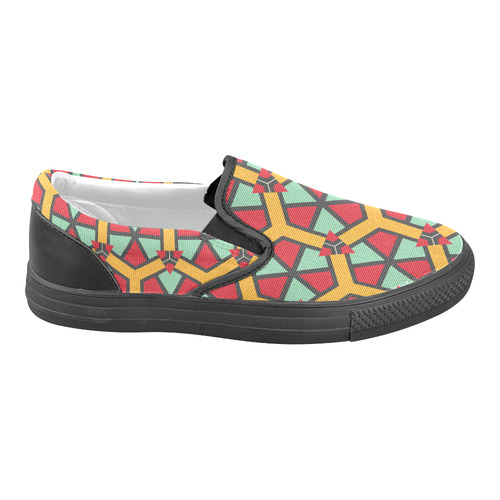 Honeycombs triangles and other shapes pattern Men's Unusual Slip-on Canvas Shoes (Model 019)