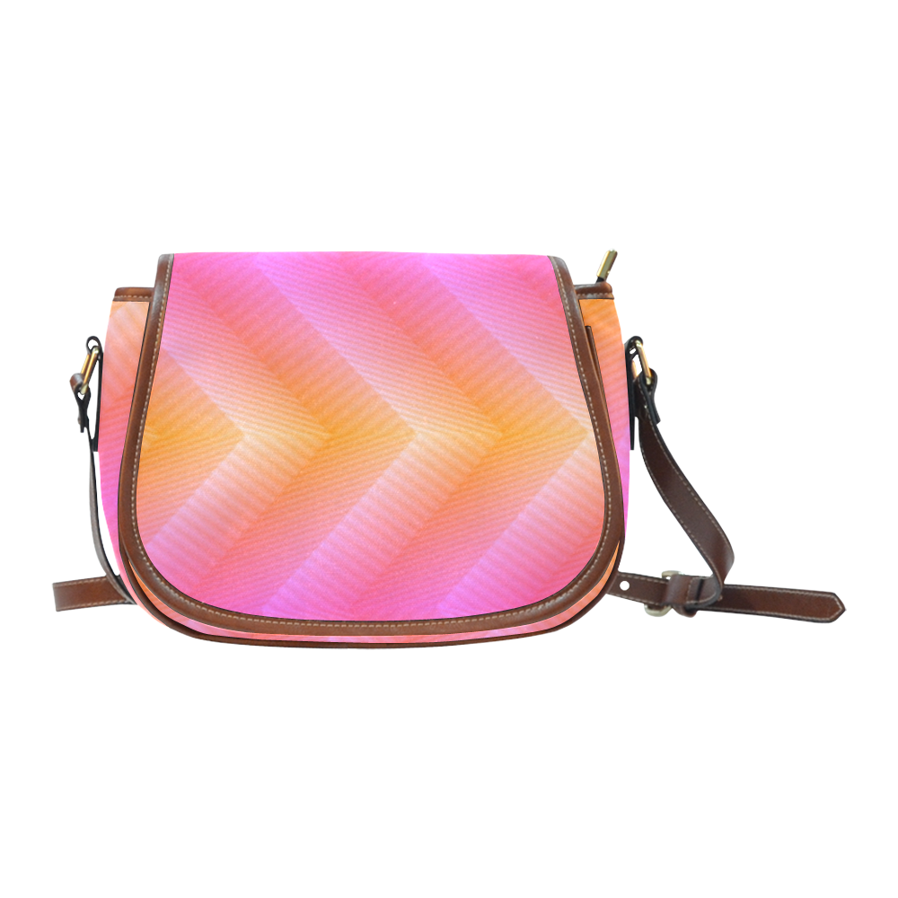 Fancy Pink Zigzag Design Saddle Bag/Small (Model 1649) Full Customization