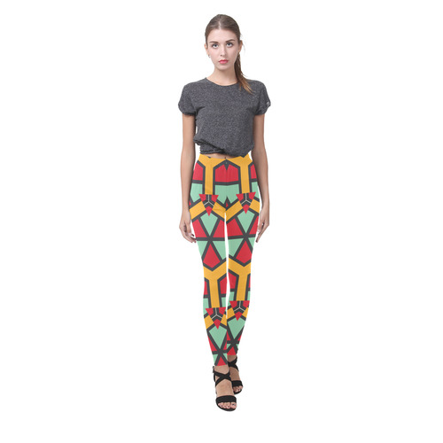 Honeycombs triangles and other shapes pattern Cassandra Women's Leggings (Model L01)