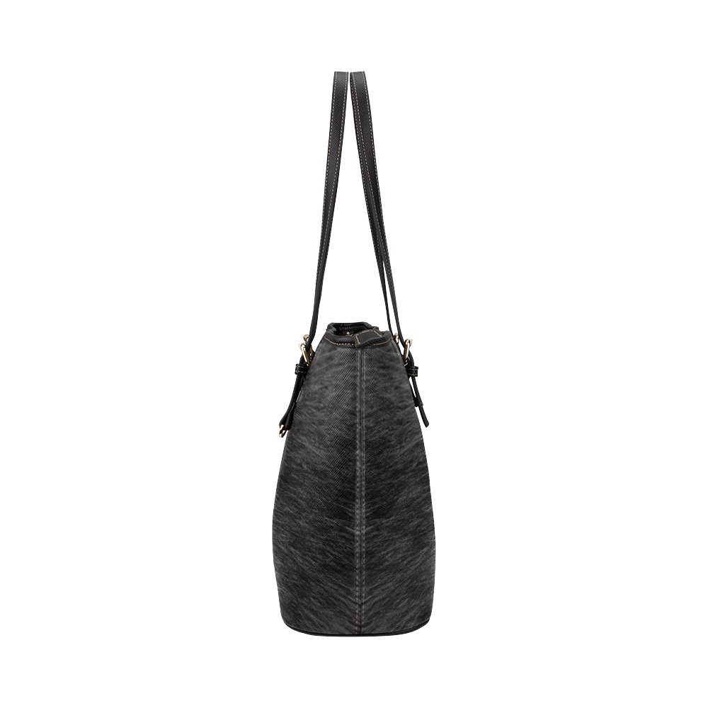 Black Fur Leather Tote Bag/Large (Model 1651)
