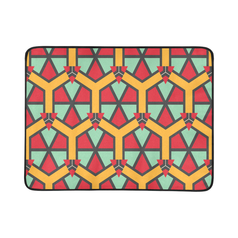 Honeycombs triangles and other shapes pattern Beach Mat 78"x 60"