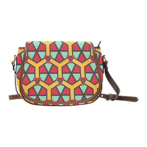 Honeycombs triangles and other shapes pattern Saddle Bag/Large (Model 1649)