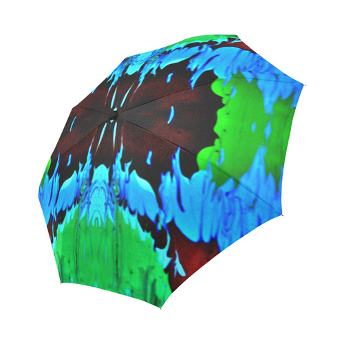Abstract Green Brown, Blue Red Marbling Auto-Foldable Umbrella (Model U04)
