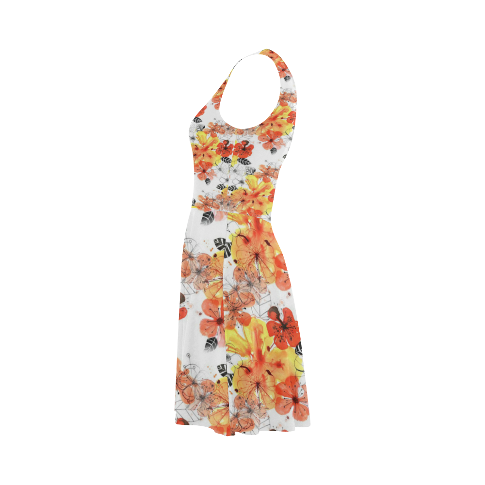 Floral hand painted watercolor Atalanta Sundress (Model D04)