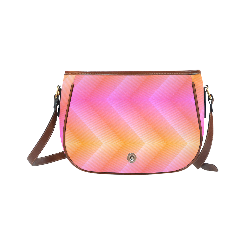 Fancy Pink Zigzag Design Saddle Bag/Large (Model 1649)