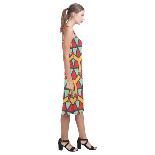 Honeycombs triangles and other shapes pattern Alcestis Slip Dress (Model D05)