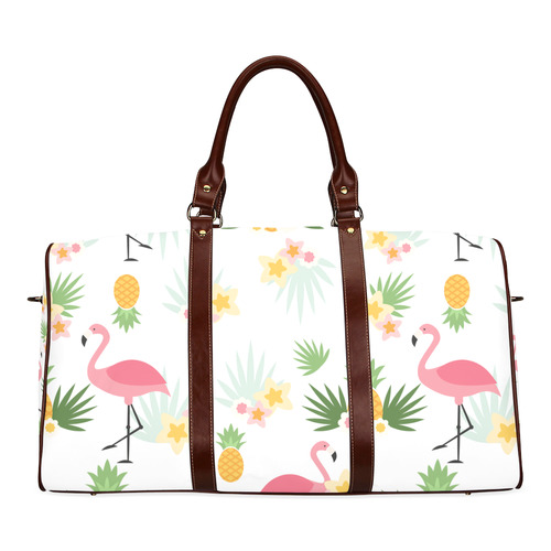 Flamingos and Pineapple Pattern Waterproof Travel Bag/Large (Model 1639)