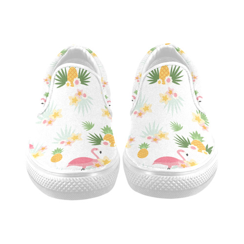 Flamingos and Pineapple Pattern Slip-on Canvas Shoes for Men/Large Size (Model 019)