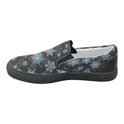 Snowflakes, Blue snow, stitched Slip-on Canvas Shoes for Men/Large Size (Model 019)
