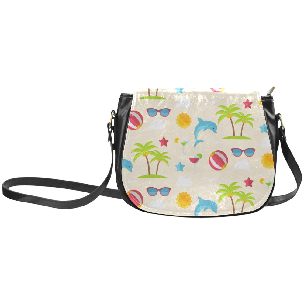 Dolphin Summer Pattern Classic Saddle Bag/Small (Model 1648)