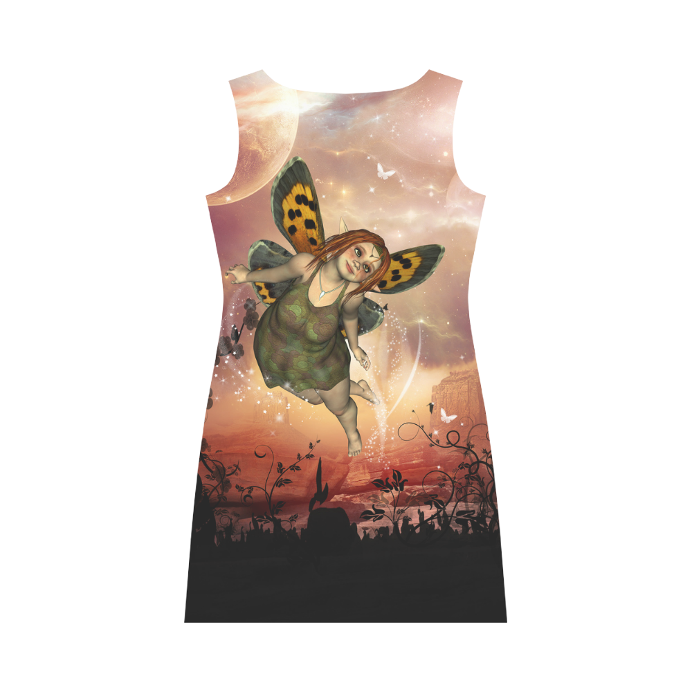 Cute little fairy flying in the night Round Collar Dress (D22)