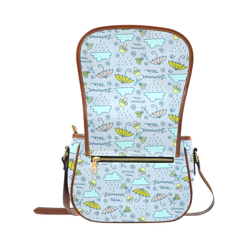 Cute Rain Pattern Doodles Saddle Bag/Small (Model 1649) Full Customization