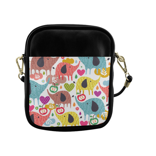 Colorful Cute Elephants Pattern Background Sling Bag (Model 1627)