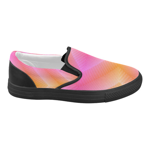 Fancy Pink Zigzag Design Women's Slip-on Canvas Shoes (Model 019)