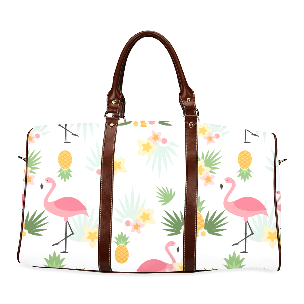 Flamingos and Pineapple Pattern Waterproof Travel Bag/Small (Model 1639)