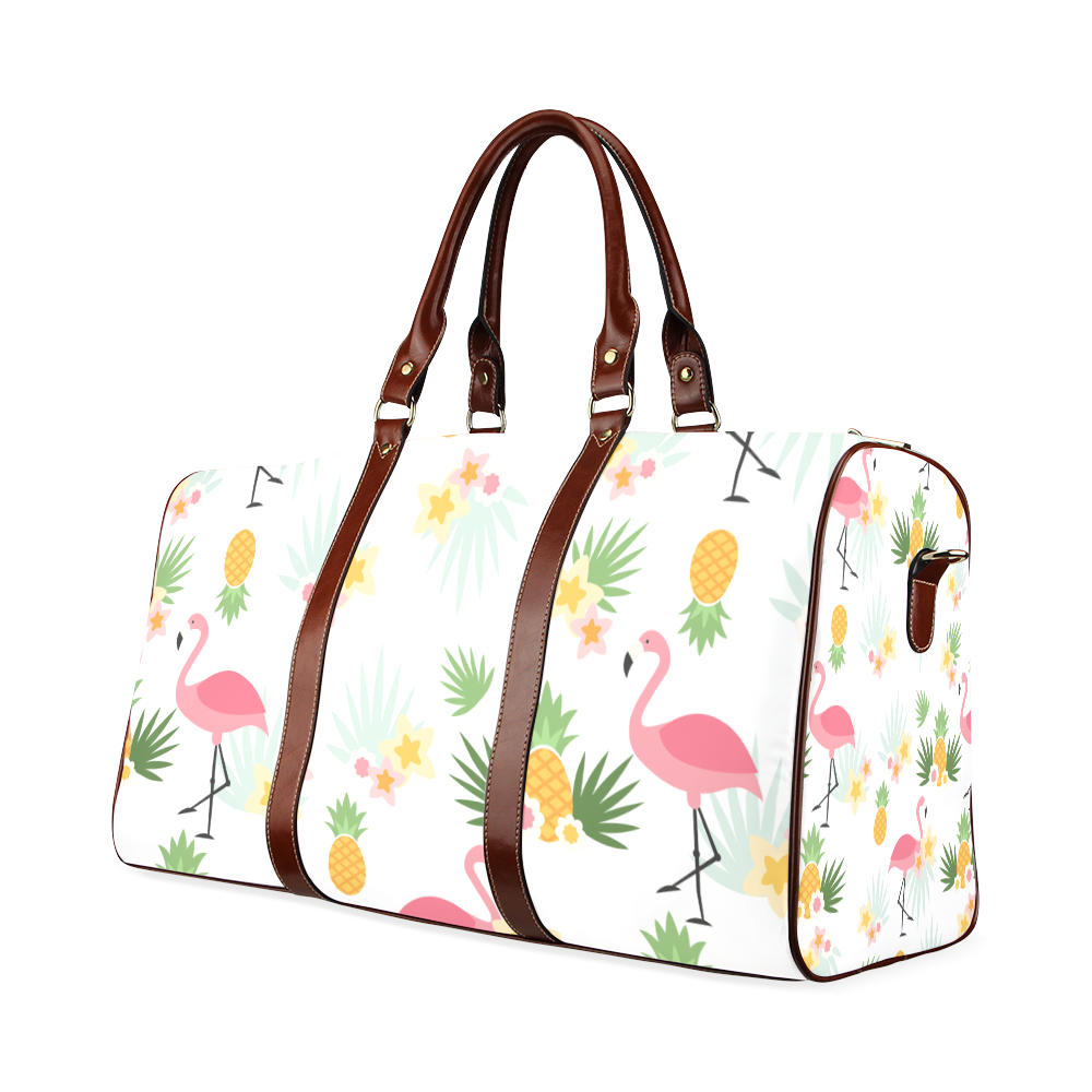 Flamingos and Pineapple Pattern Waterproof Travel Bag/Large (Model 1639)
