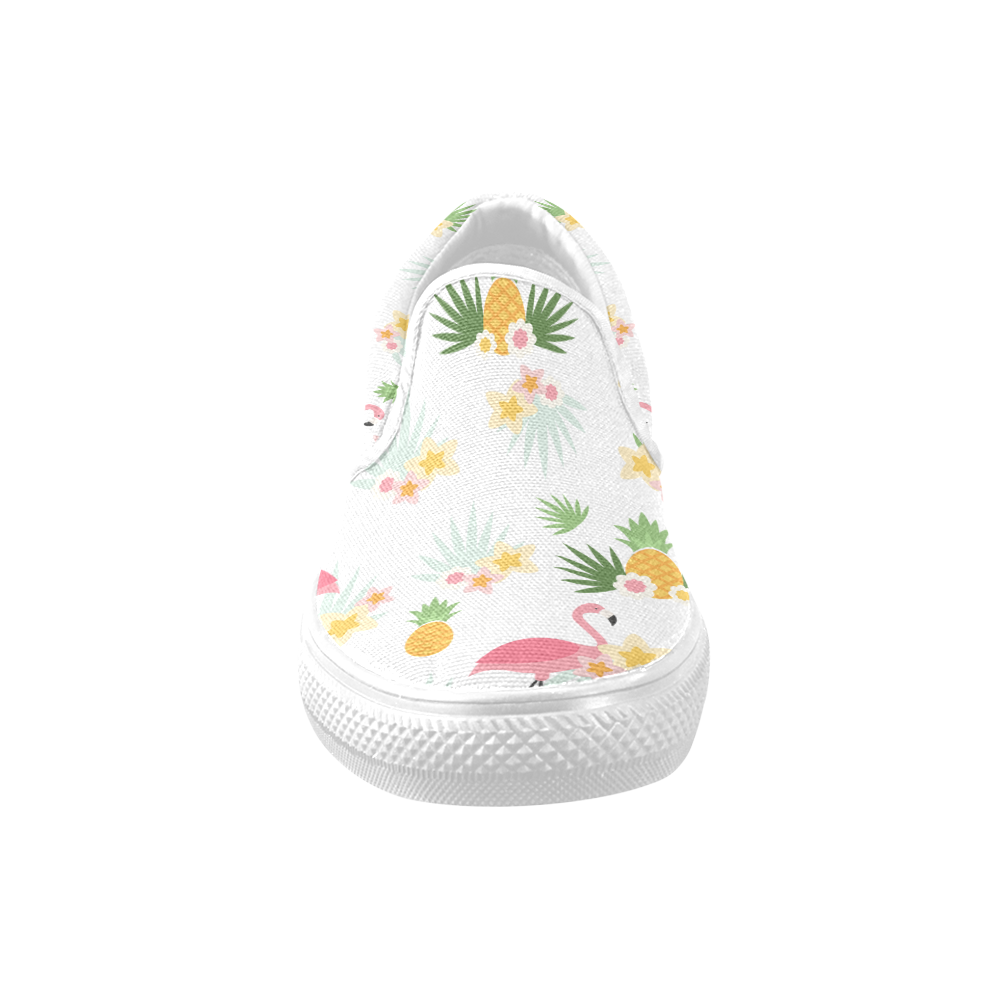 Flamingos and Pineapple Pattern Slip-on Canvas Shoes for Men/Large Size (Model 019)
