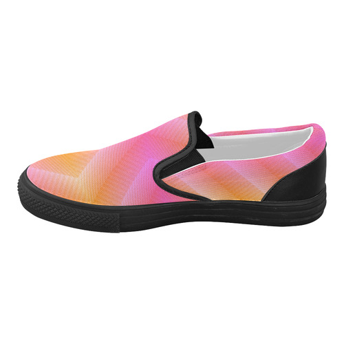 Fancy Pink Zigzag Design Women's Slip-on Canvas Shoes (Model 019)