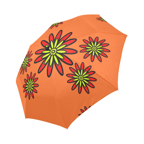 Red Flowers Auto-Foldable Umbrella (Model U04)