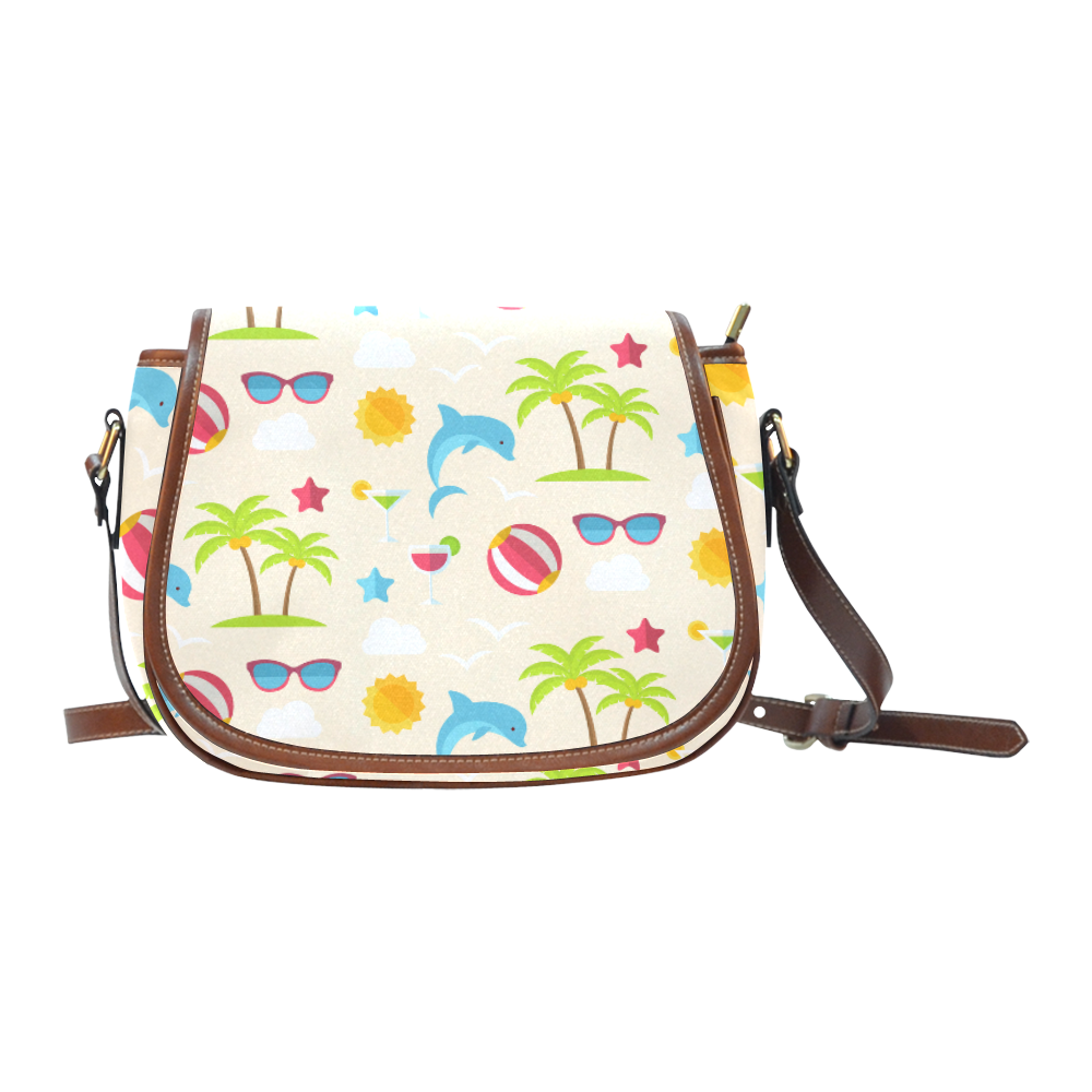 Dolphin Summer Pattern Saddle Bag/Small (Model 1649) Full Customization