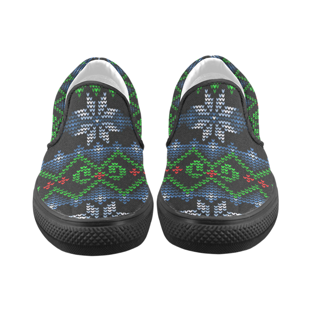 Ugly Christmas Sweater Knit Slip-on Canvas Shoes for Men/Large Size (Model 019)