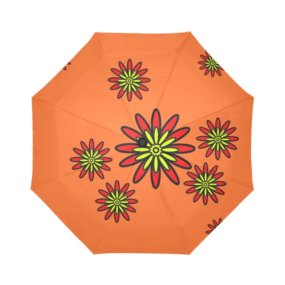 Red Flowers Auto-Foldable Umbrella (Model U04)