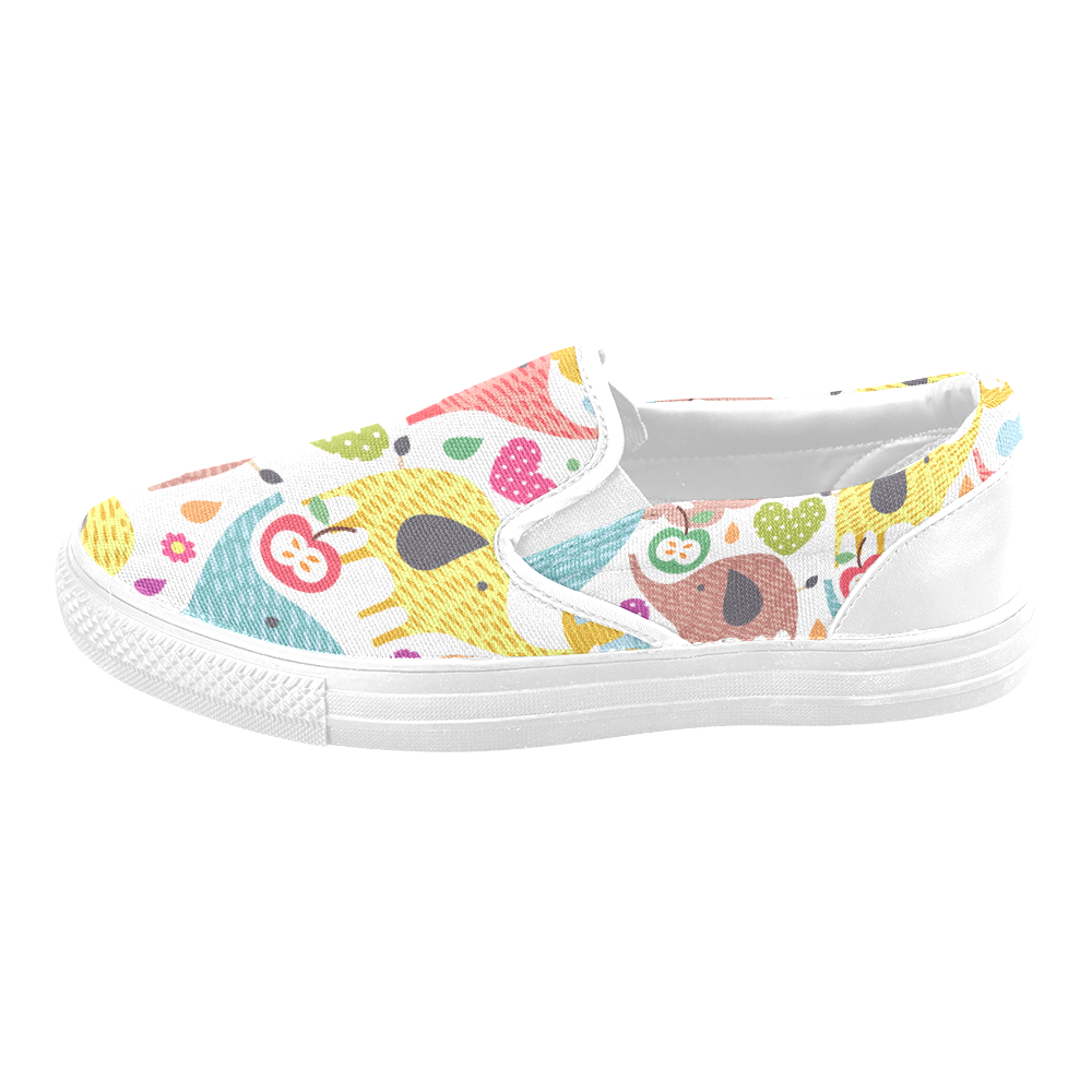 Colorful Cute Elephants Pattern Background Slip-on Canvas Shoes for Men/Large Size (Model 019)