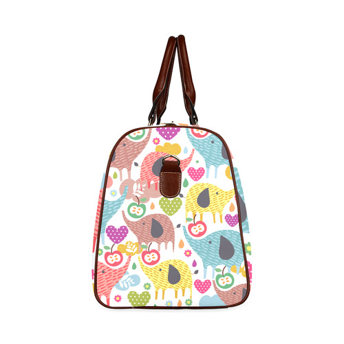 Colorful Cute Elephants Pattern Background Waterproof Travel Bag/Small (Model 1639)
