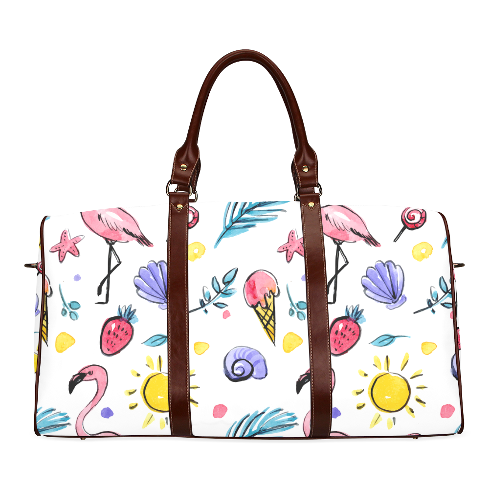 Hand Drawn Watercolor Flamingos Waterproof Travel Bag/Small (Model 1639)