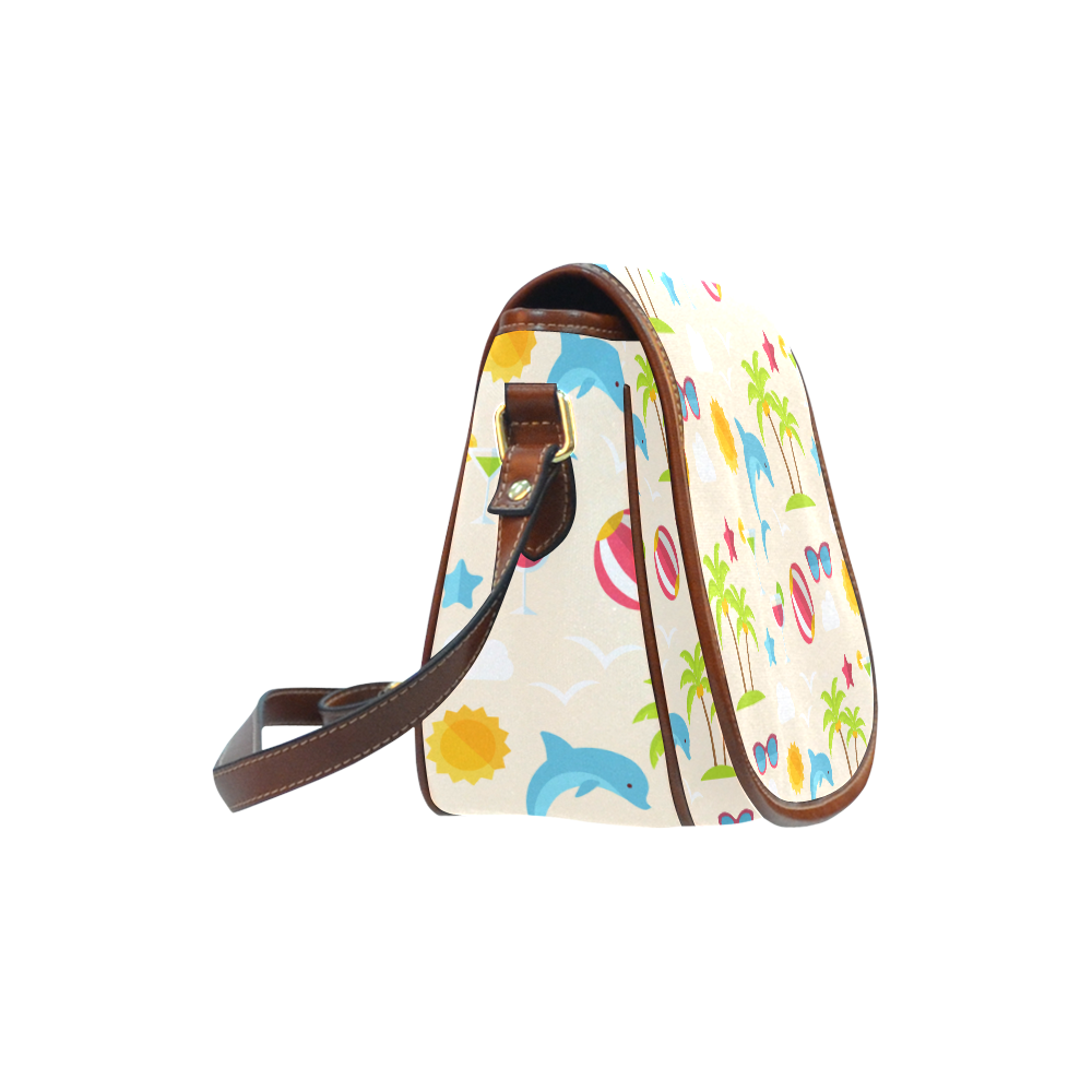 Dolphin Summer Pattern Saddle Bag/Small (Model 1649) Full Customization