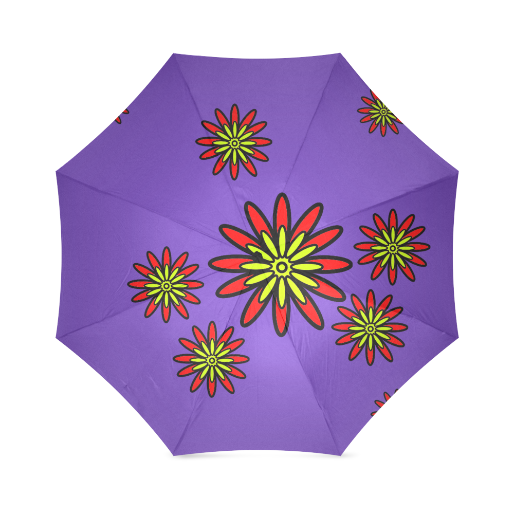 Red Flowers Foldable Umbrella (Model U01)