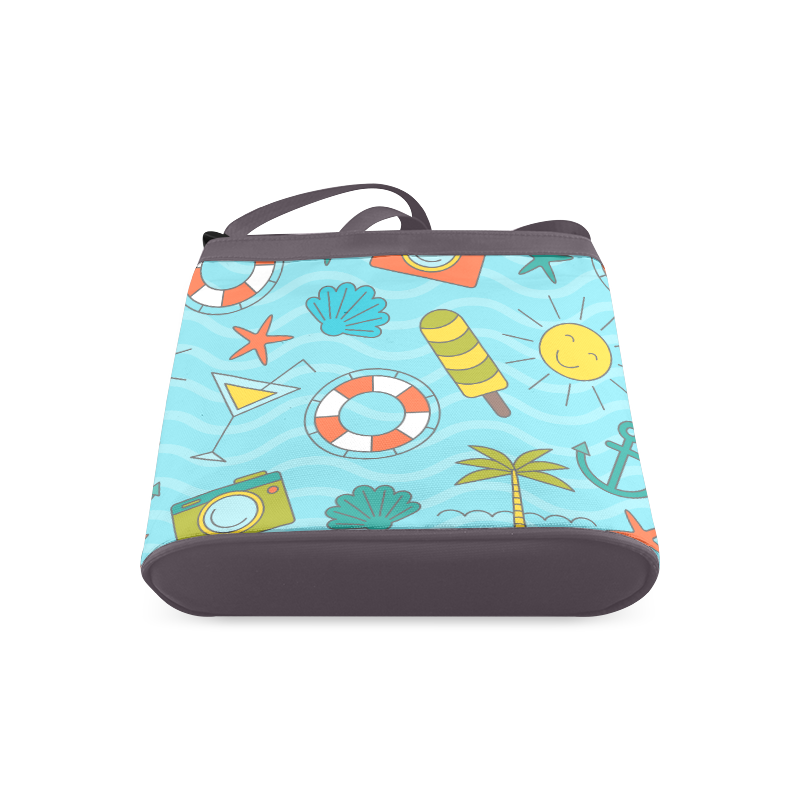 Waves Pattern with Summer Elements Crossbody Bags (Model 1613)