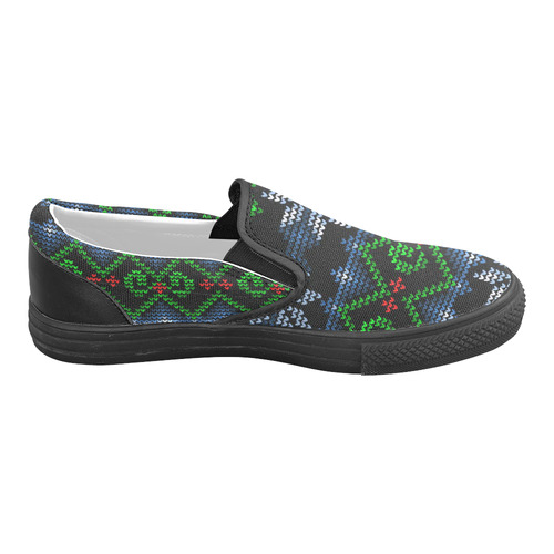 Ugly Christmas Sweater Knit Slip-on Canvas Shoes for Men/Large Size (Model 019)
