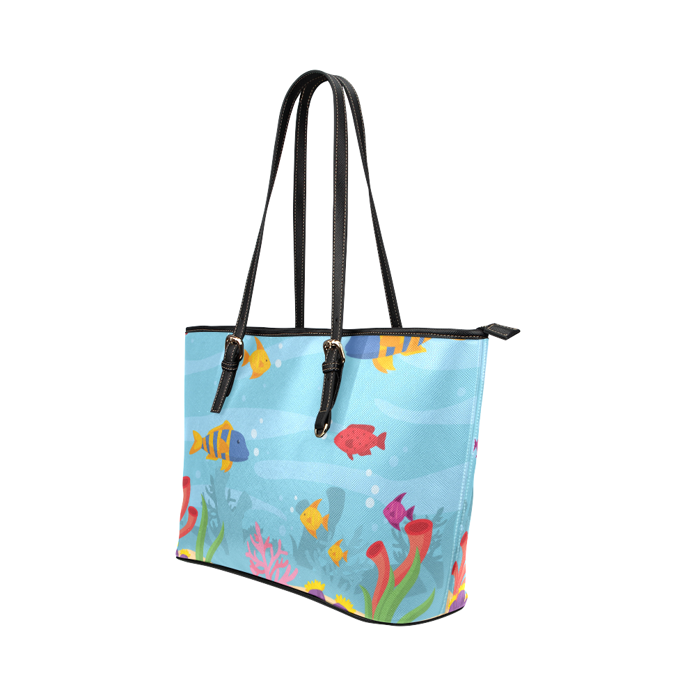 Under the Sea Leather Tote Bag/Large (Model 1651)