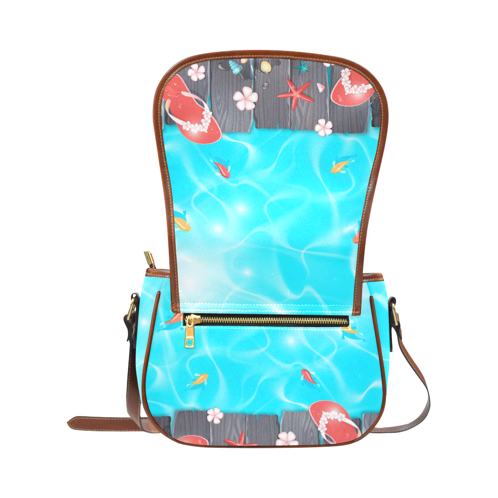 Lovely Summer Poolside Saddle Bag/Small (Model 1649) Full Customization