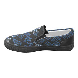 Ugly Christmas Sweater Faux Knit blue Slip-on Canvas Shoes for Men/Large Size (Model 019)