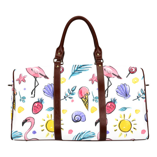Hand Drawn Watercolor Flamingos Waterproof Travel Bag/Large (Model 1639)