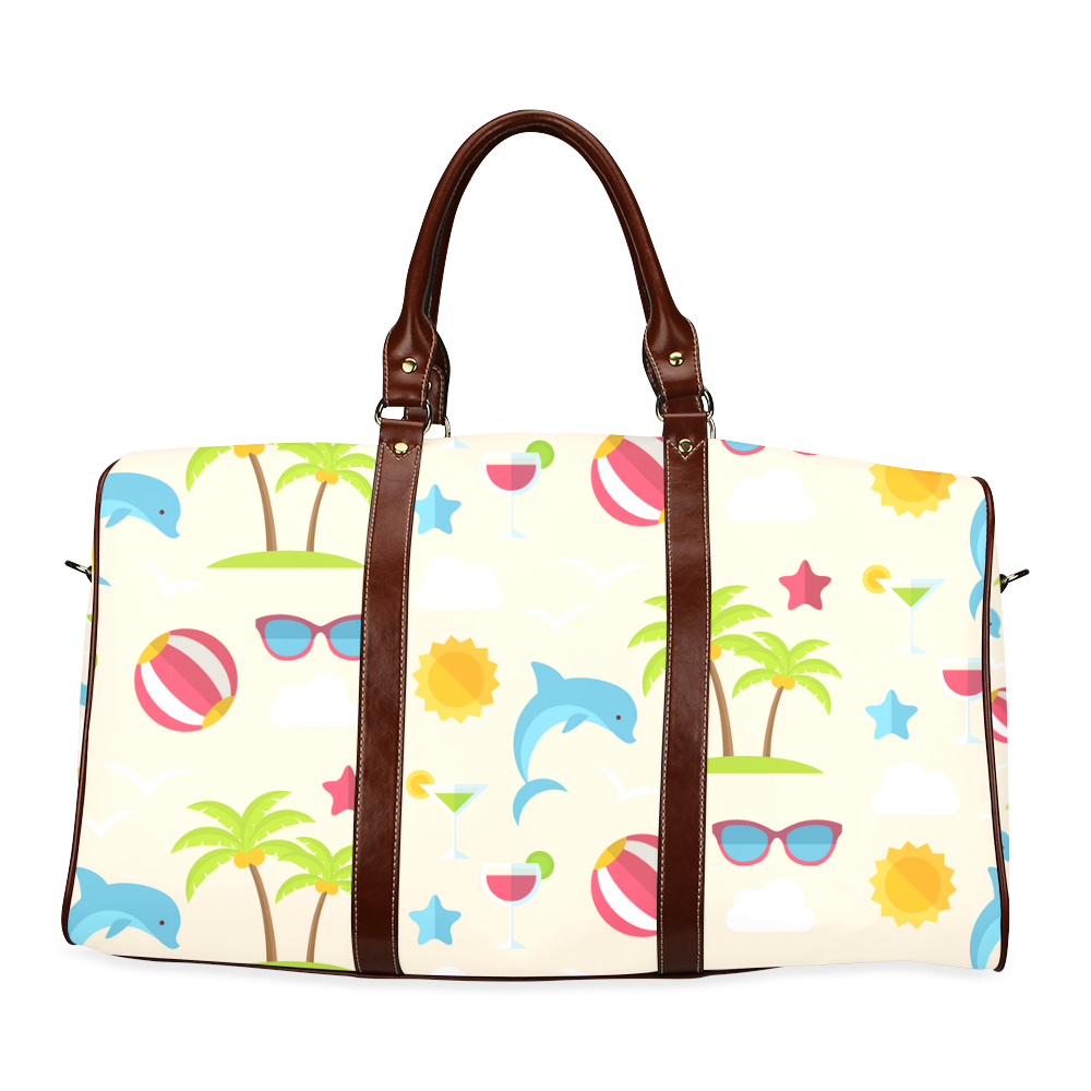 Dolphin Summer Pattern Waterproof Travel Bag/Large (Model 1639)