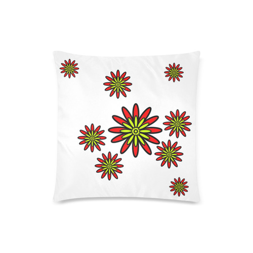 Red Flowers Custom Zippered Pillow Case 18"x18" (one side)