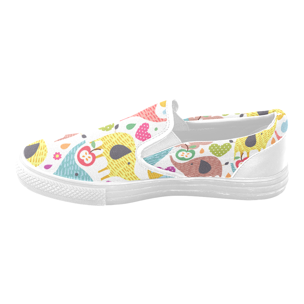 Colorful Cute Elephants Pattern Background Slip-on Canvas Shoes for Men/Large Size (Model 019)