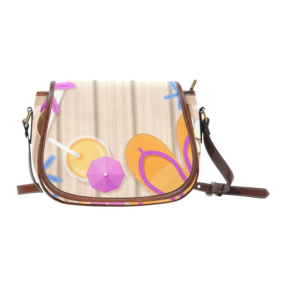 Summer Fun Background Saddle Bag/Small (Model 1649) Full Customization