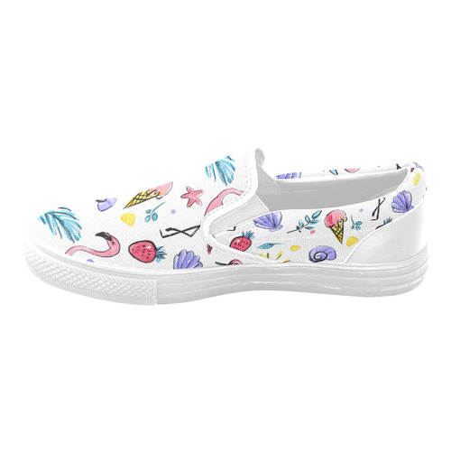 Hand Drawn Watercolor Flamingos Slip-on Canvas Shoes for Men/Large Size (Model 019)