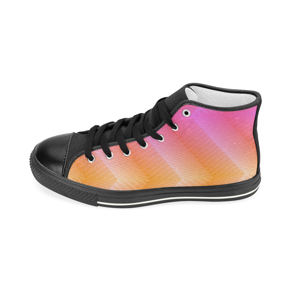 Fancy Pink Zigzag Design Women's Classic High Top Canvas Shoes (Model 017)