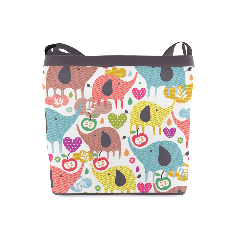 Colorful Cute Elephants Pattern Background Crossbody Bags (Model 1613)