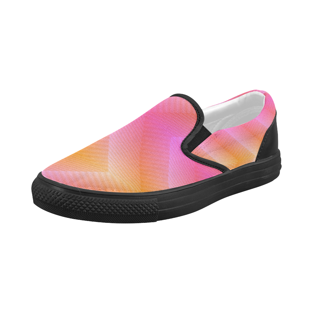 Fancy Pink Zigzag Design Women's Slip-on Canvas Shoes (Model 019)