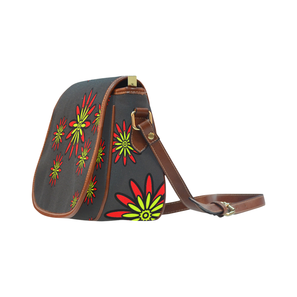 Red Flowers Saddle Bag/Small (Model 1649) Full Customization