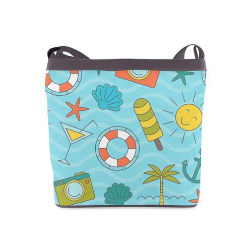 Waves Pattern with Summer Elements Crossbody Bags (Model 1613)