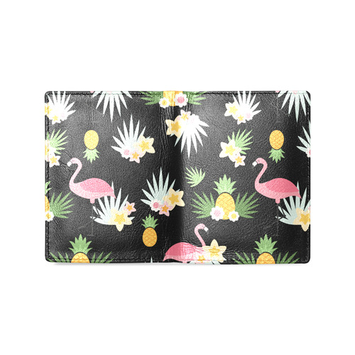 Flamingos and Pineapple Pattern Men's Leather Wallet (Model 1612)