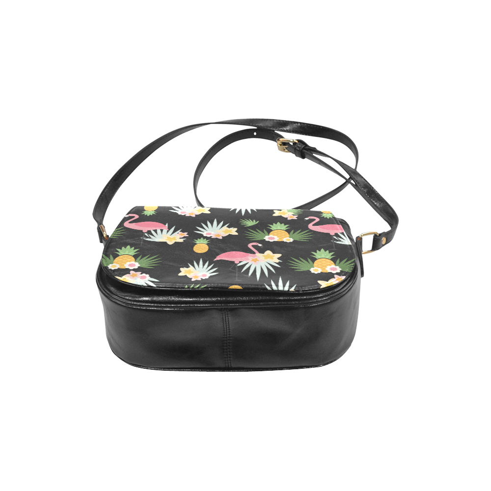 Flamingos and Pineapple Pattern Classic Saddle Bag/Small (Model 1648)